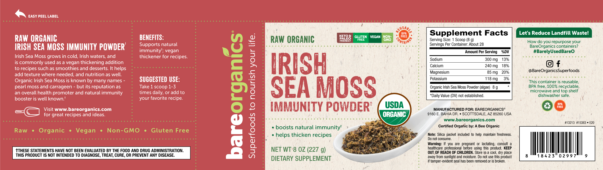 Irish Sea Moss Capsules  100% Organic Sea Moss Powder – Compton Health Bar