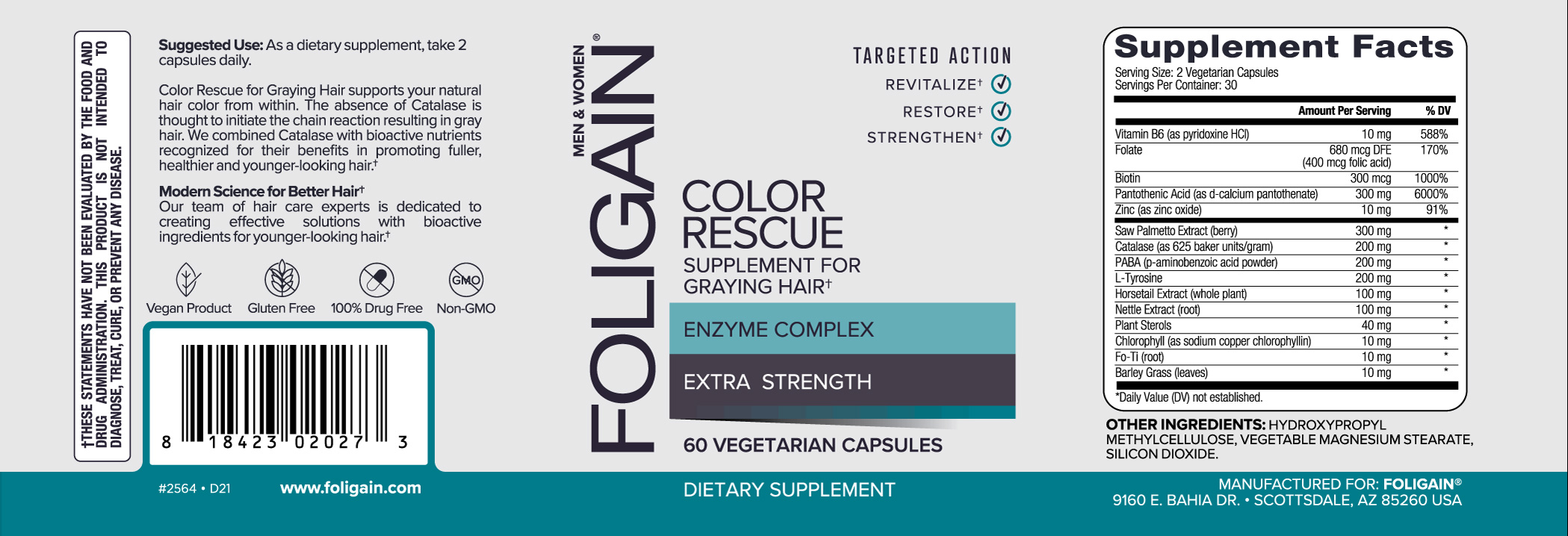 FOLIGAIN Color Rescue Supplement For Graying Hair