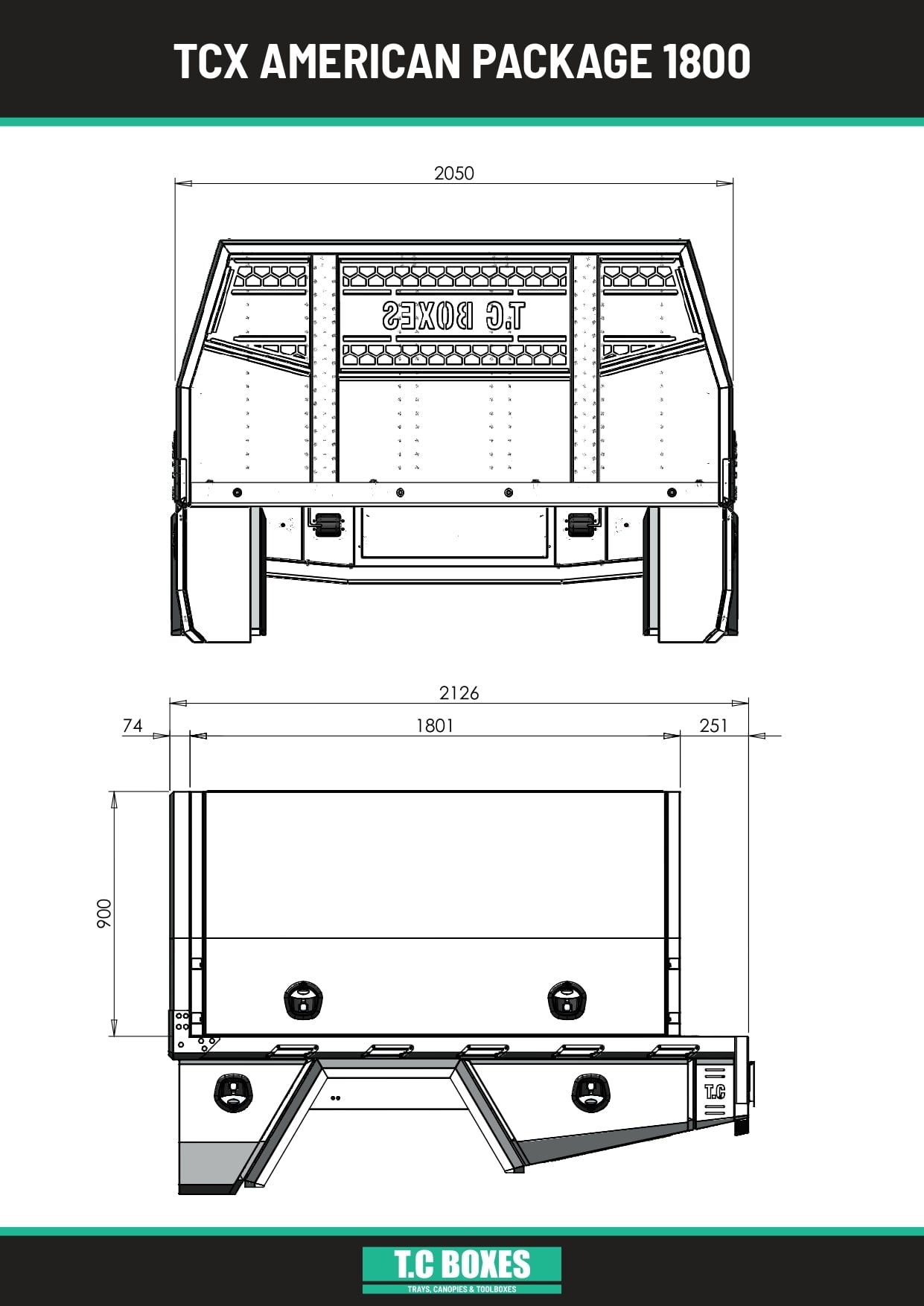 TcX Touring 1650 Tray Canopy specification sheet page 3