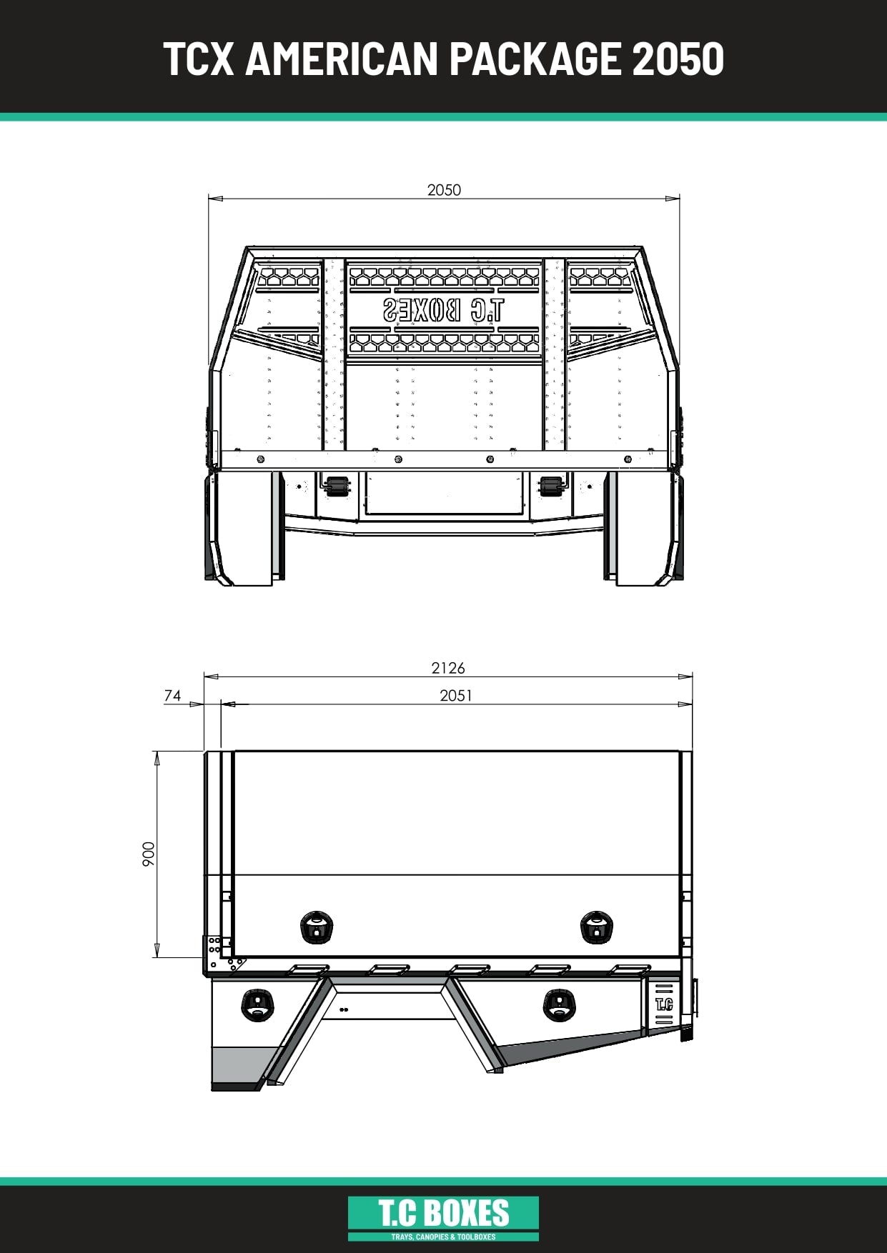 TcX Touring 1650 Tray Canopy specification sheet page 3