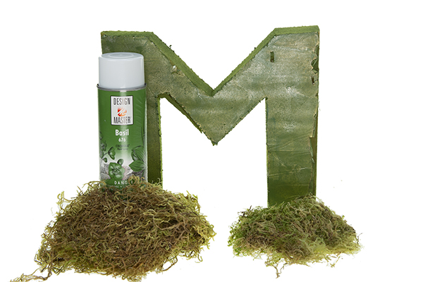 Use Design Master to paint the front and back of the letter form green to coordinate with the moss.