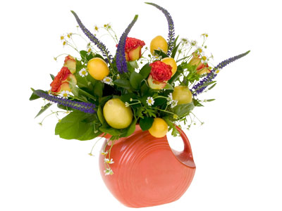 Add accent blooms like feverfew and veronica to the design.