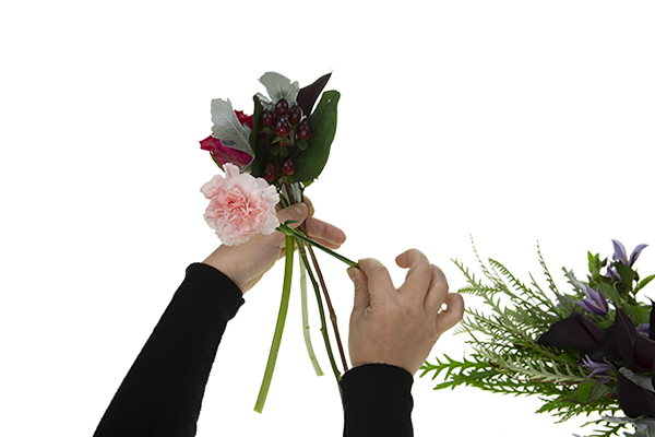 Beginning the making of the bouquet