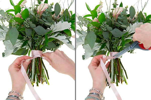 How to Wrap a Wedding Bouquet with Ribbon Step-By-Step