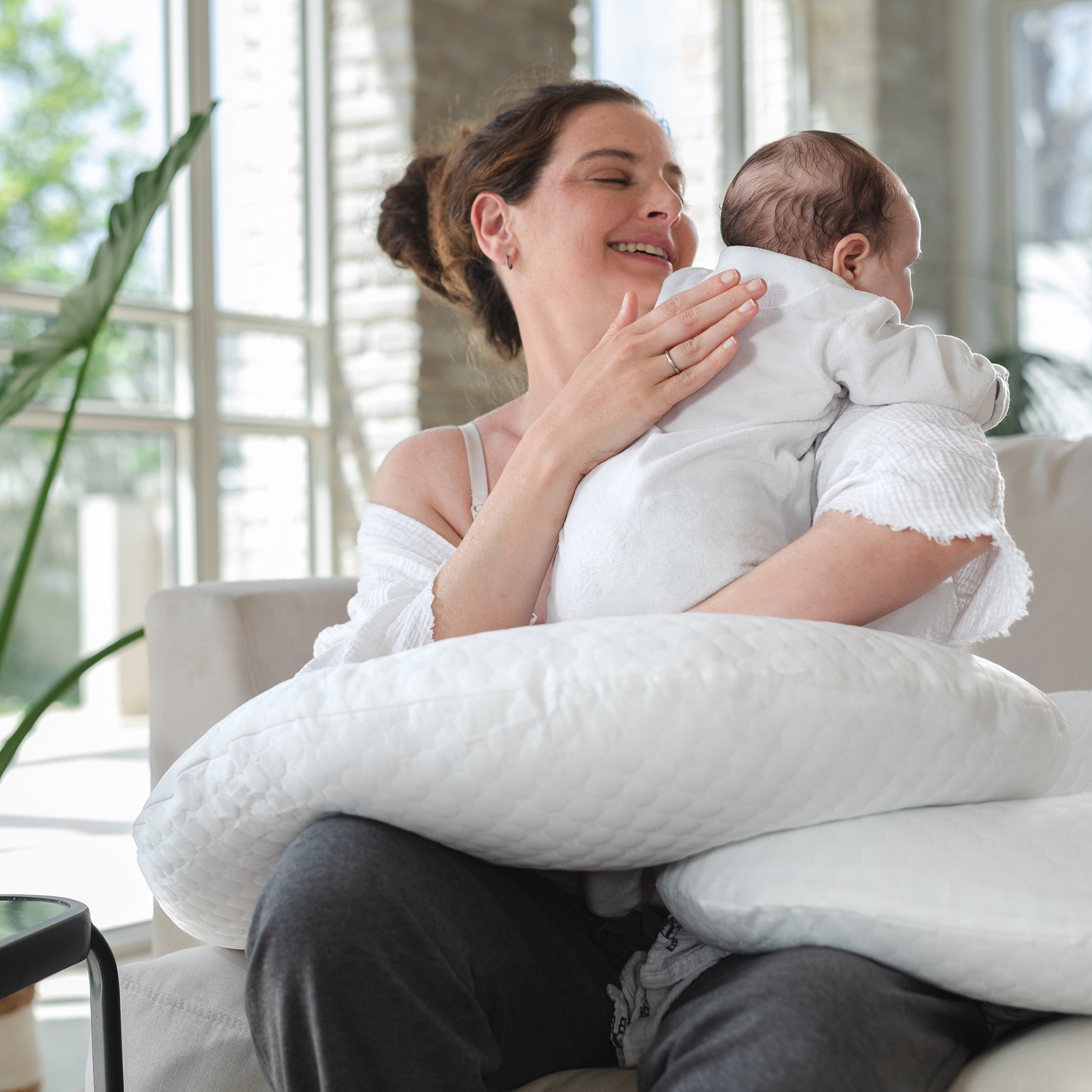 mommy holding a baby