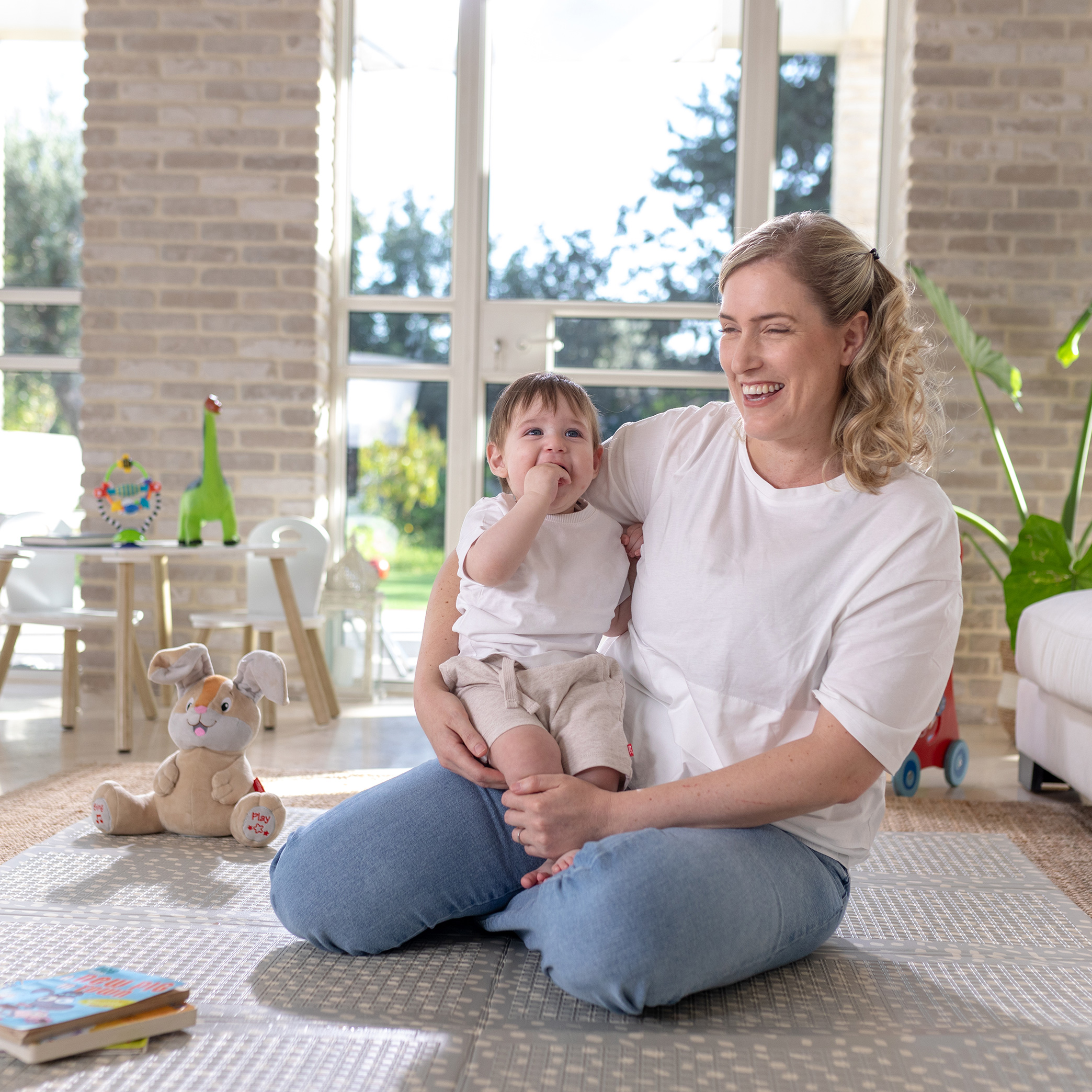 Mom having fun with baby