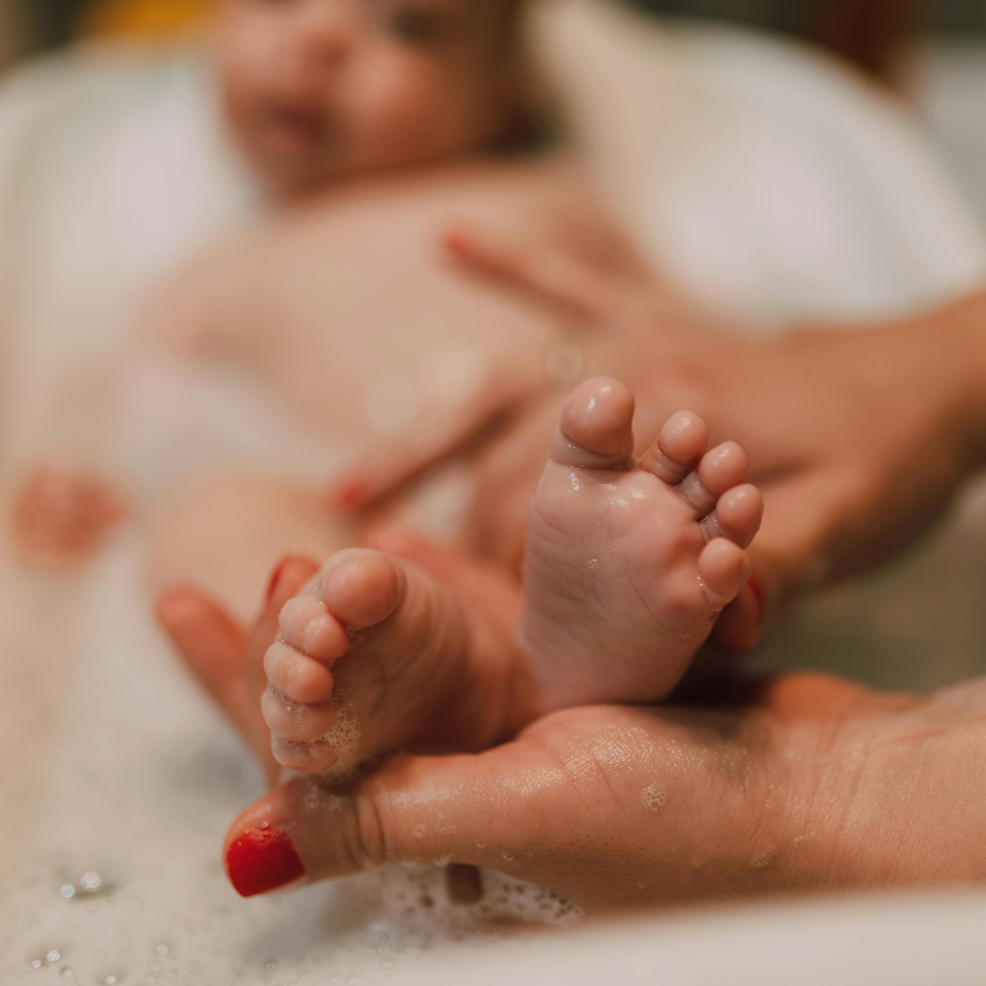 baby in soapy bath