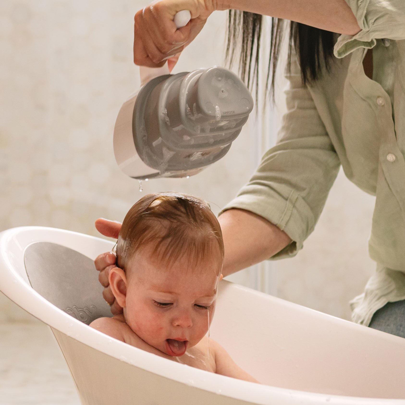 baby taking a bath