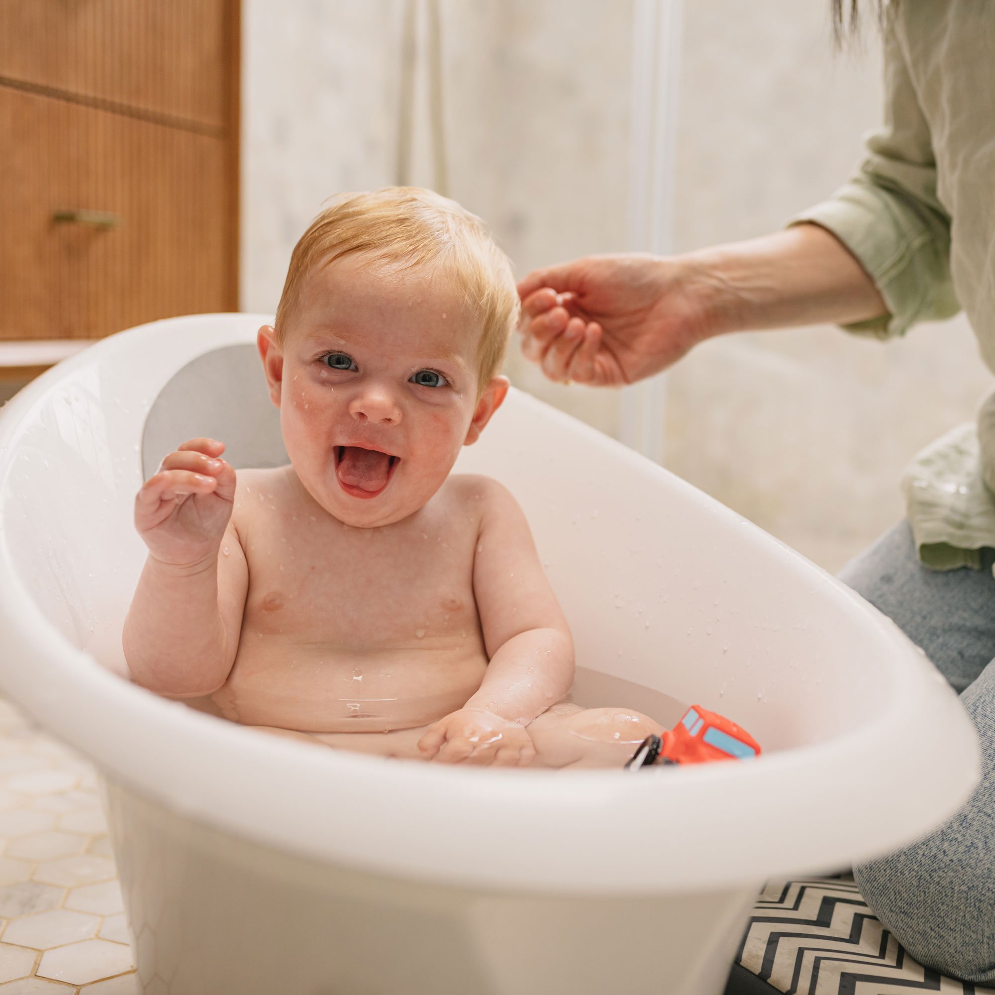 baby taking a bath