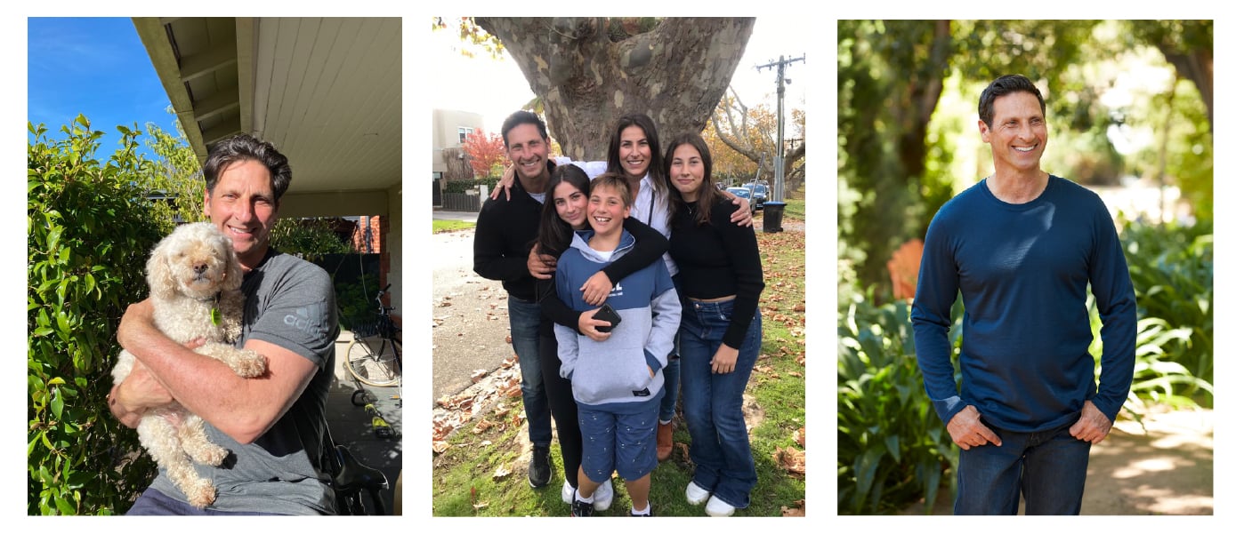 Photo of: Bruce with his dog & with his family.