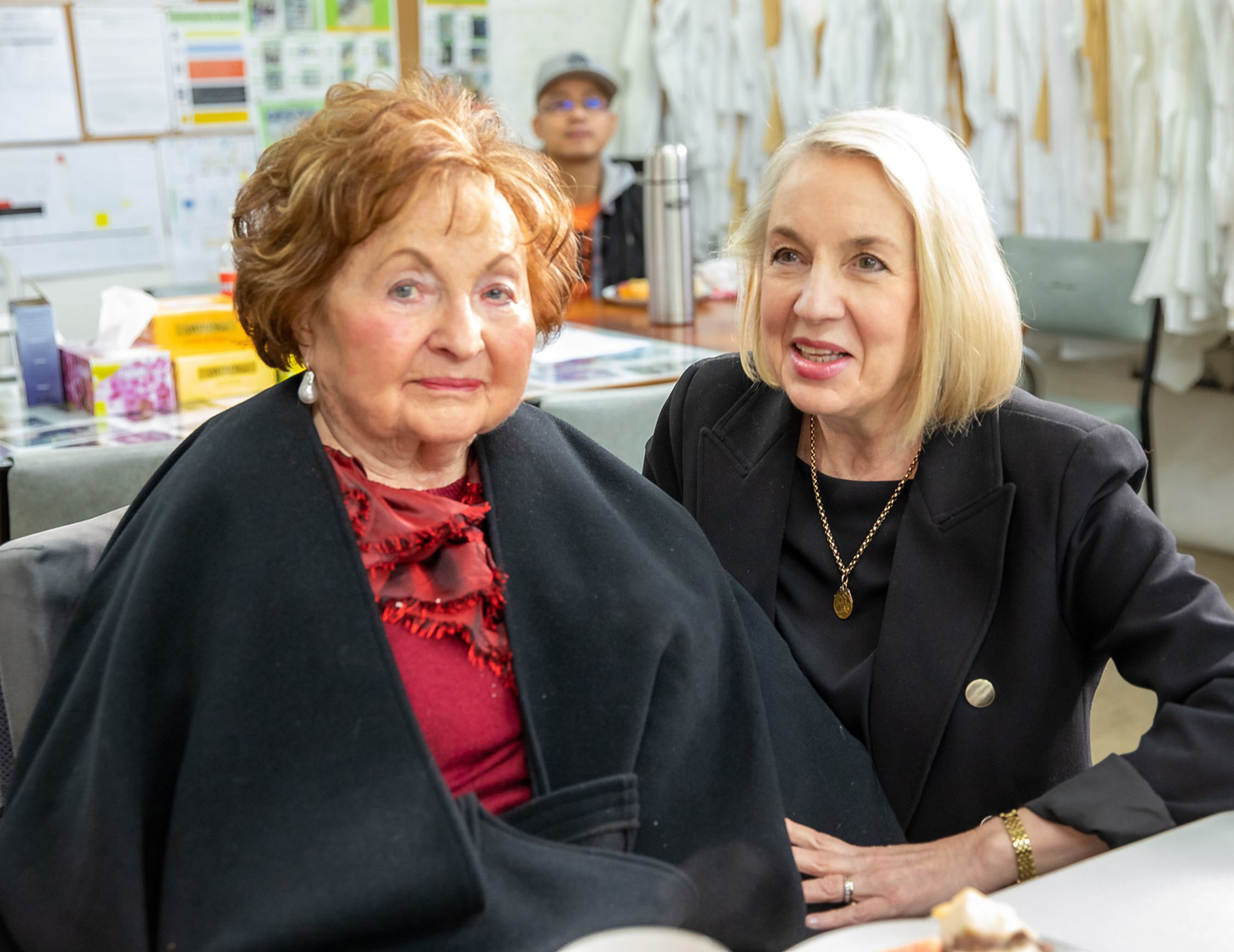 Fella together with Adrienne (Fella Hamilton's head fashion designer) at the days for girls morning tea.