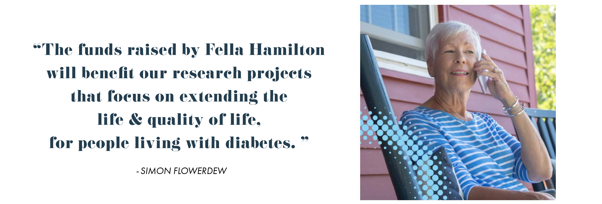 The funds raised by Fella Hamilton quote and image lady on the phone