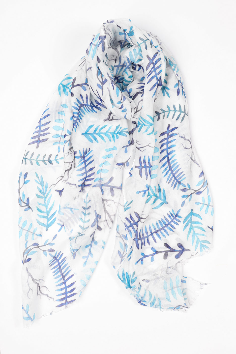 White and blue leaf scarf