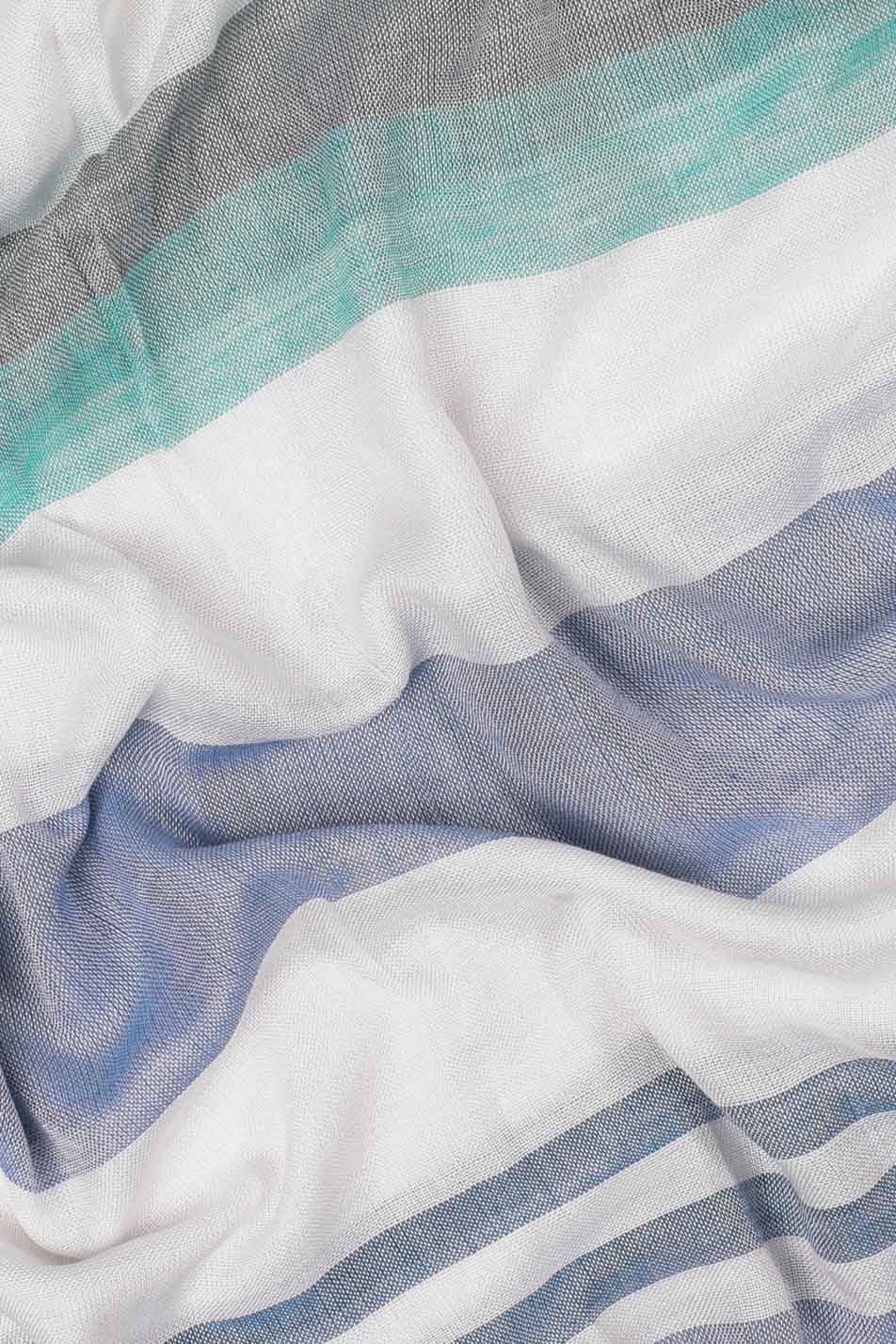 Stripe cotton scarf with colours blue, teal and white