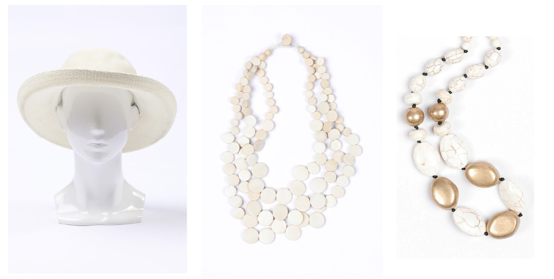 white and ivory coloured accessories
