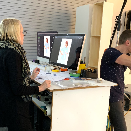 Adrienne hard at work, overseeing the photos being taken at our seasonal photoshoot.