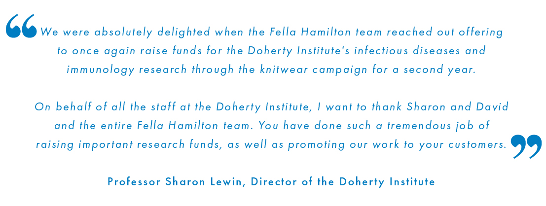 Prof. Sharon Lewin praises Fella Hamilton for their fund raising efforts yet again.