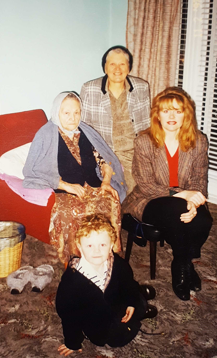 Helinka with 4 generations of her family. Herself, her mother, her grandmother, and her son. 