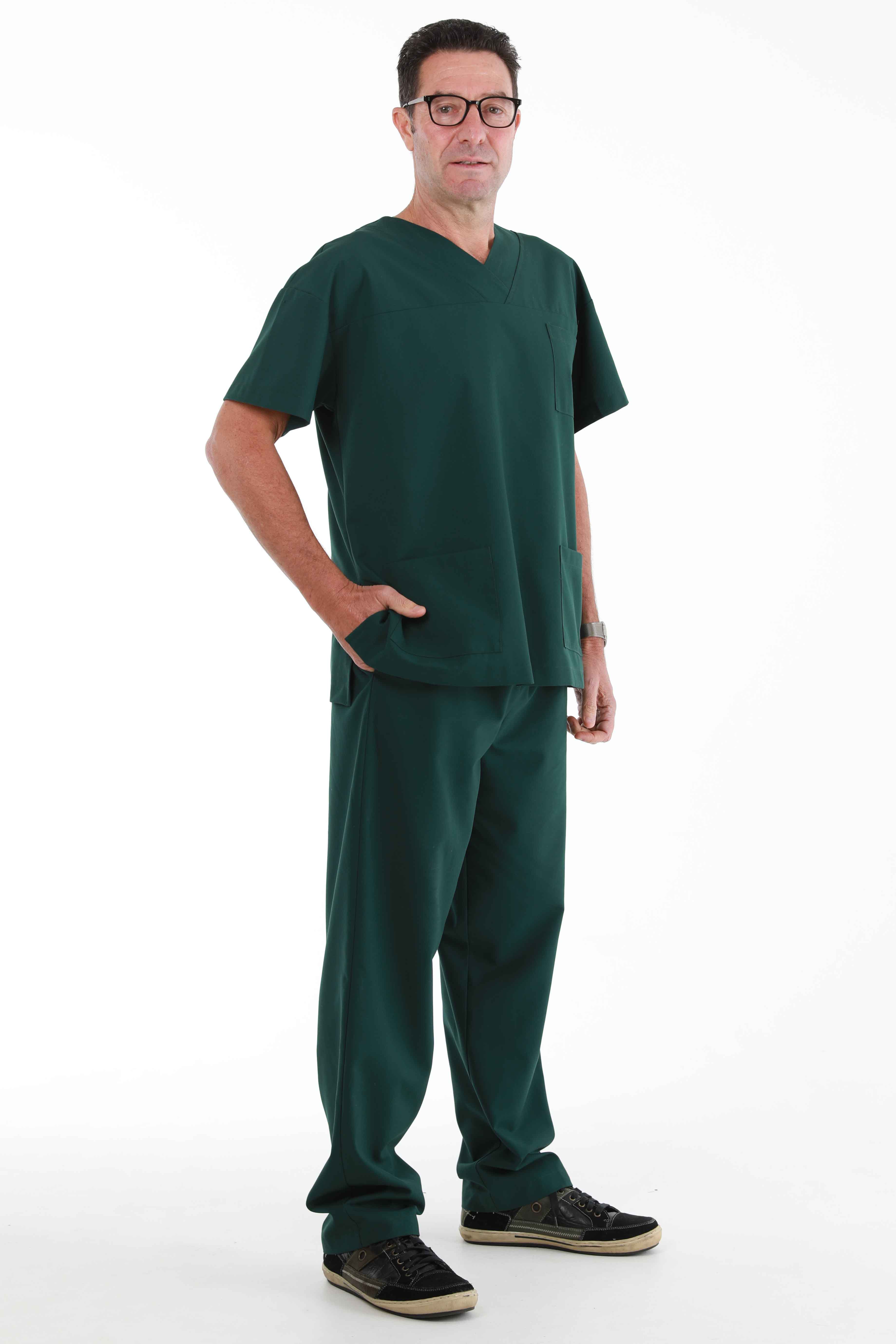 David Hamilton wearing scrub top and pants