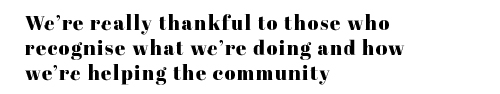 Fella Hamilton is very thankful for those who recognise the work they do for the community by making masks. 