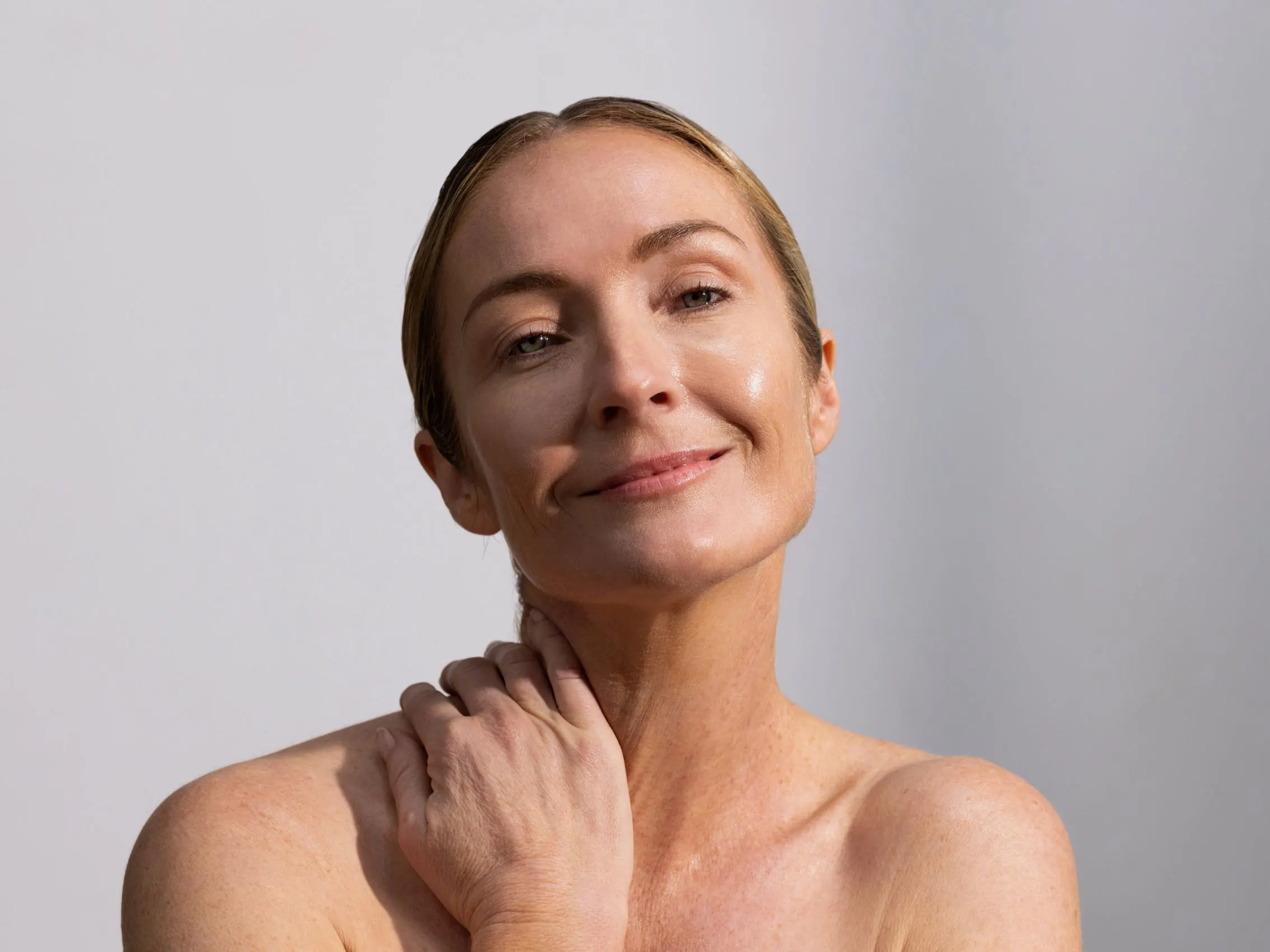 Model with Hyaluronic acid on her face