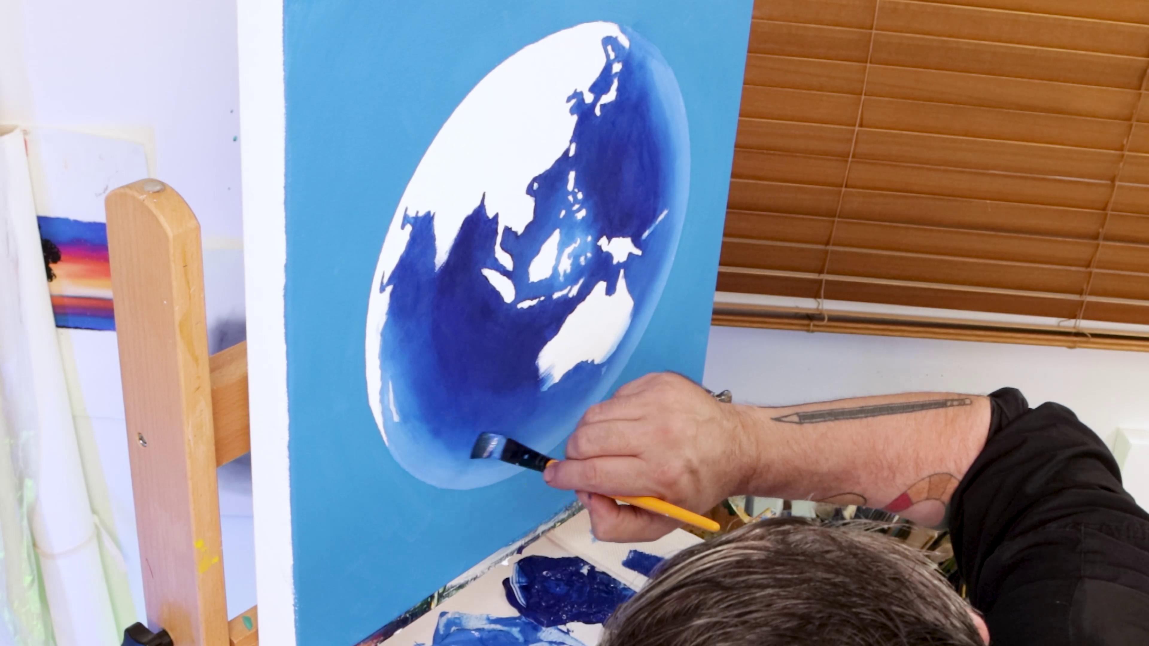 Blending ocean base on earth painting