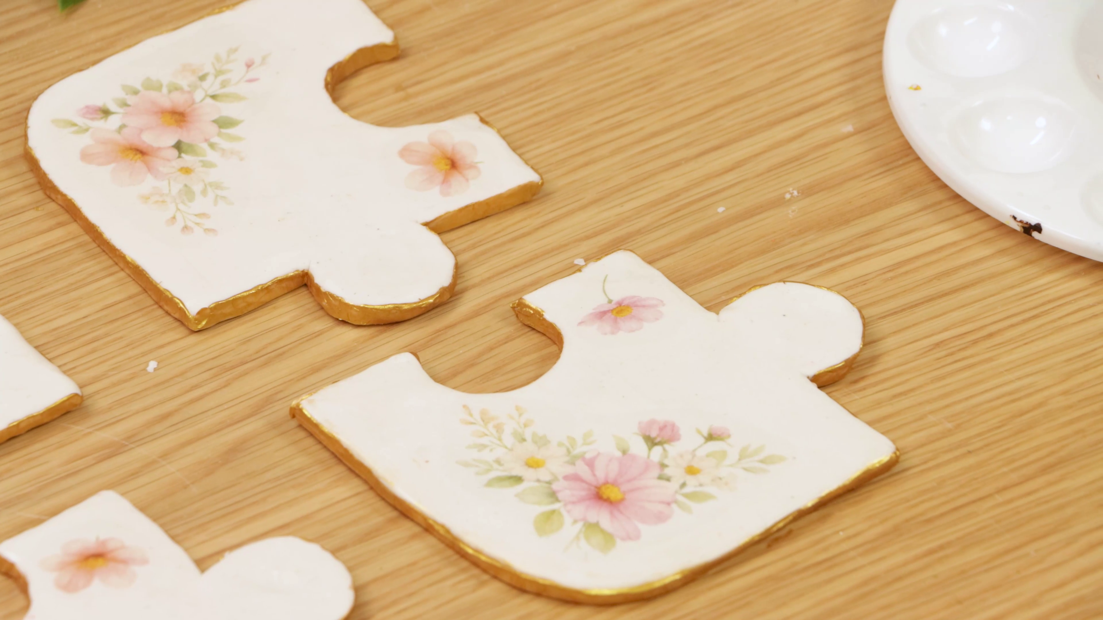 Gold edged clay puzzle coasters
