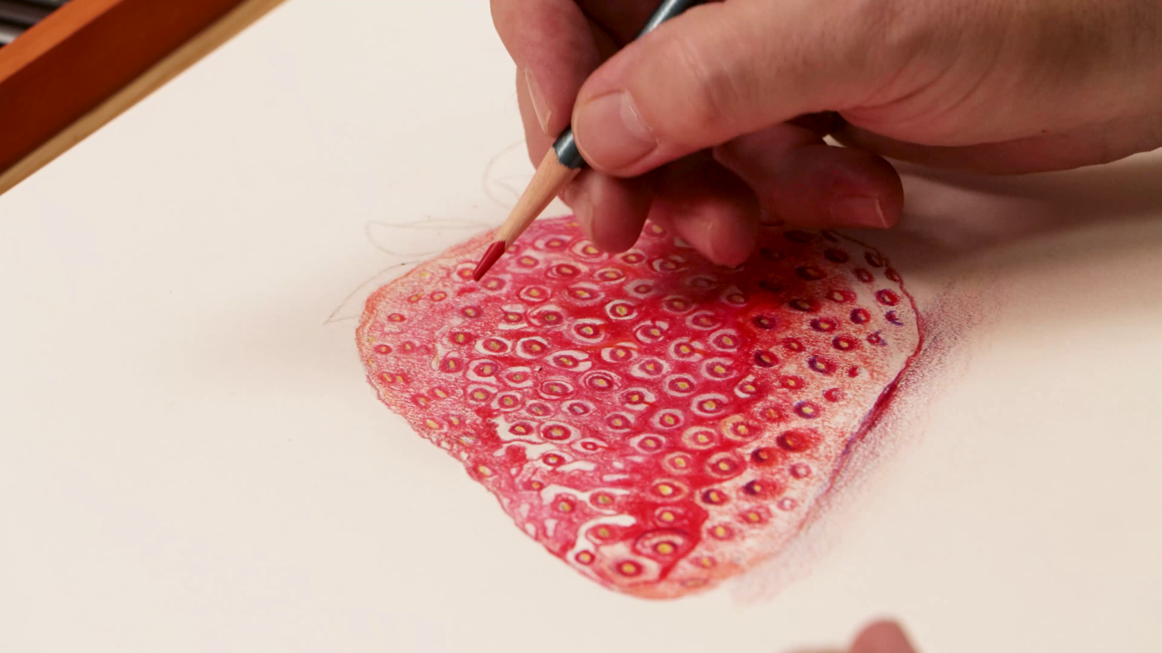 Colouring mid tones on strawberry artwork