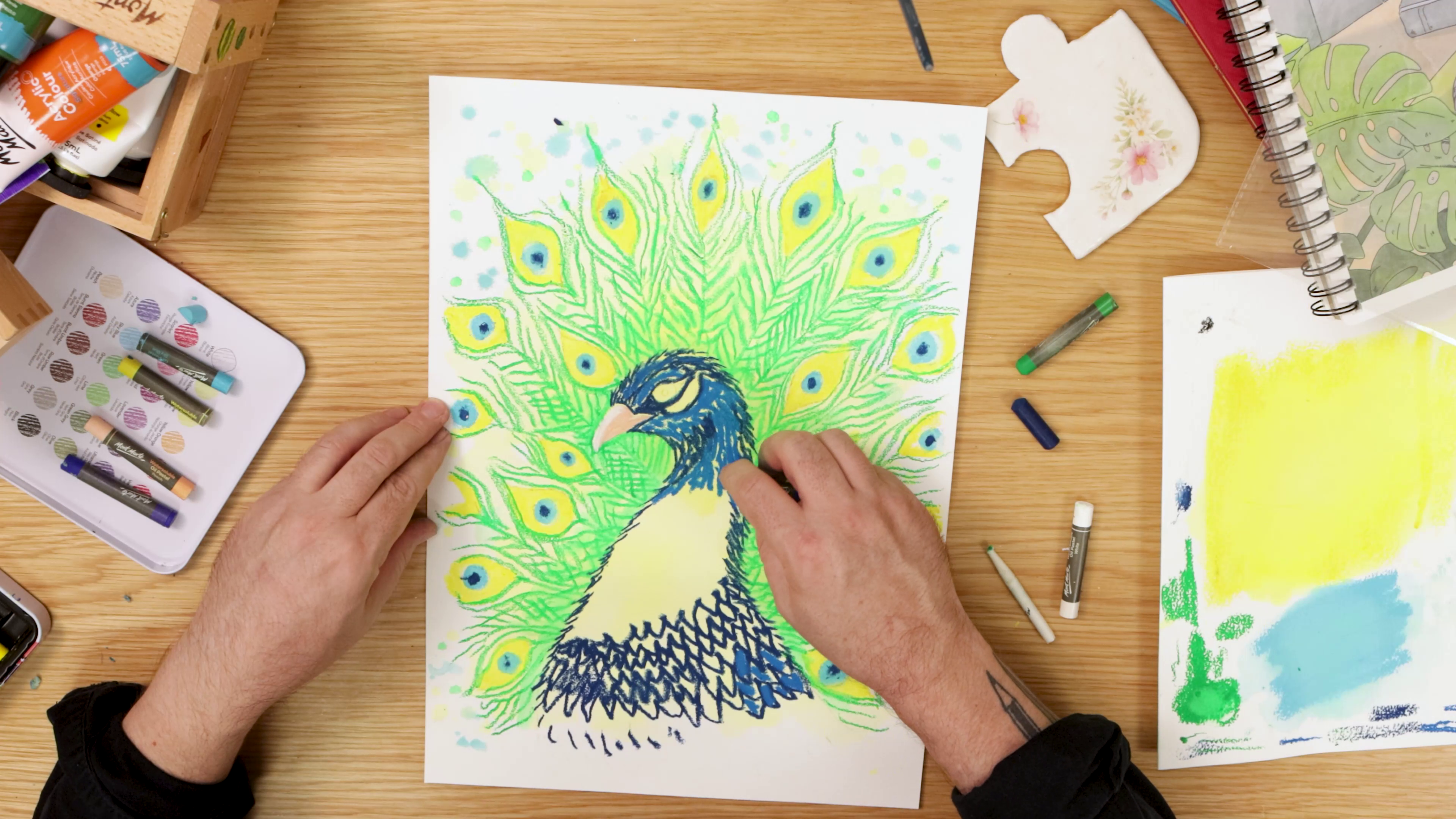 Filling in head of peacock drawing