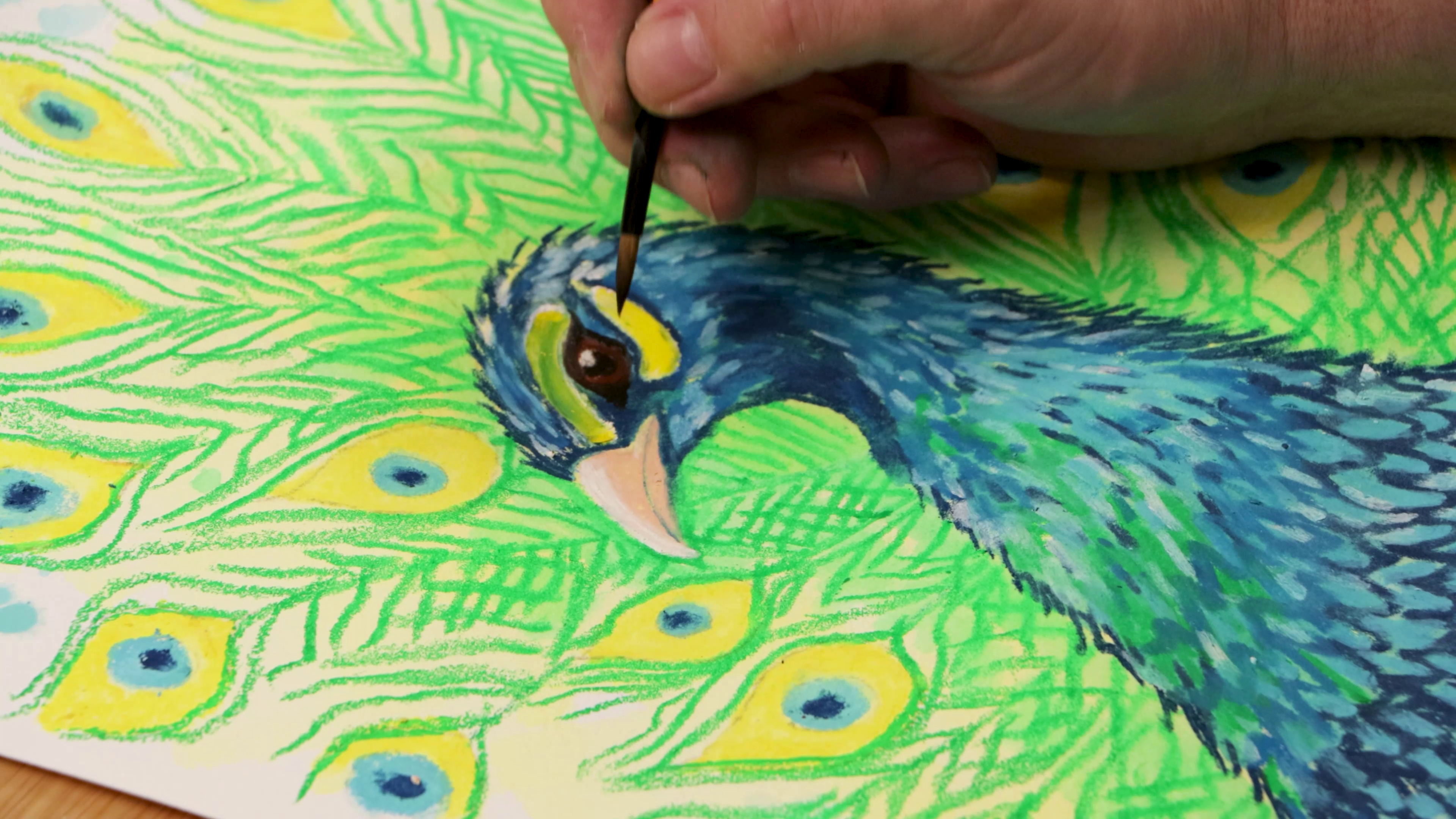 Close-up of painting peacock eye