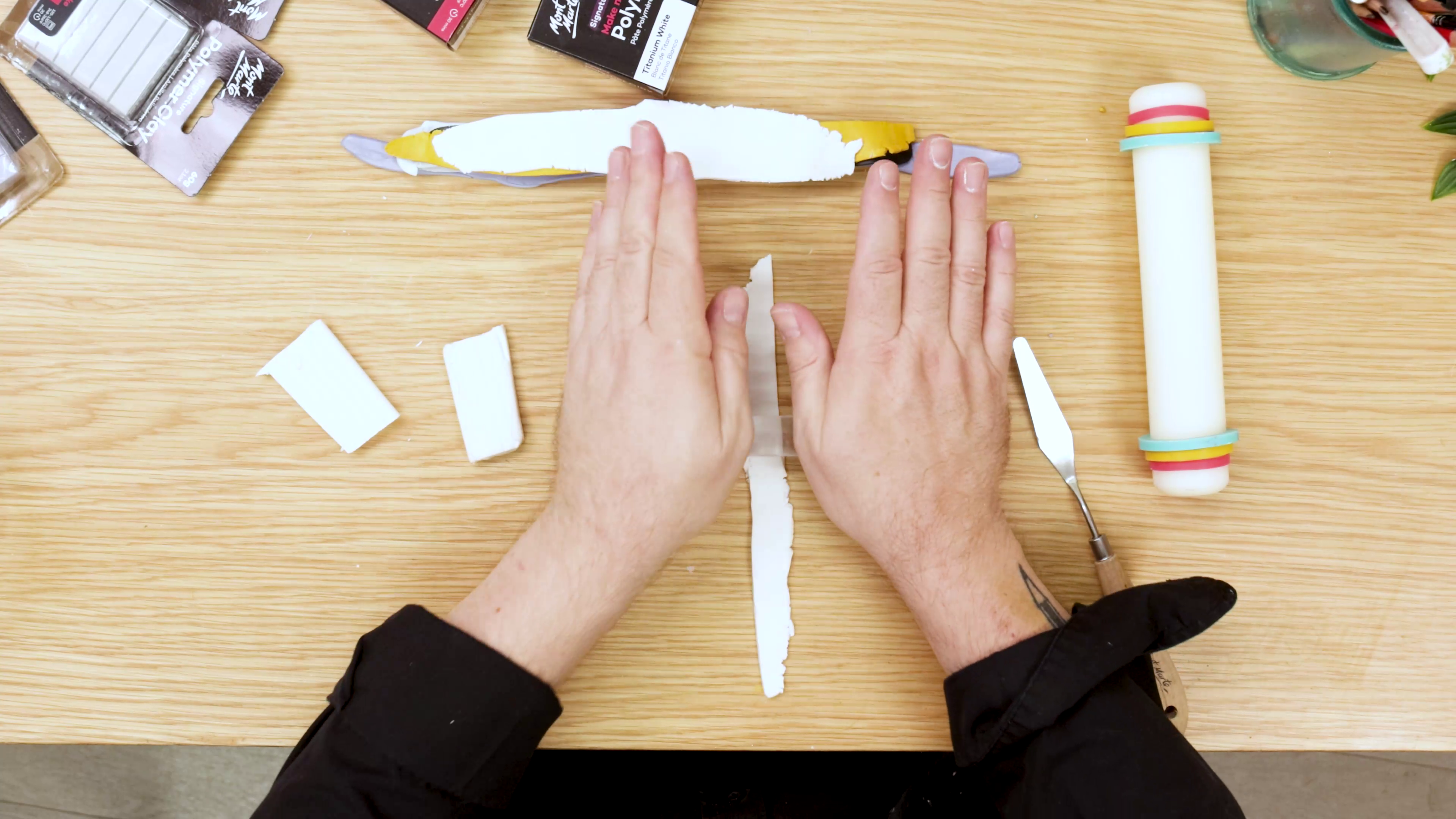 Conditinoning thin strips of polymer clay