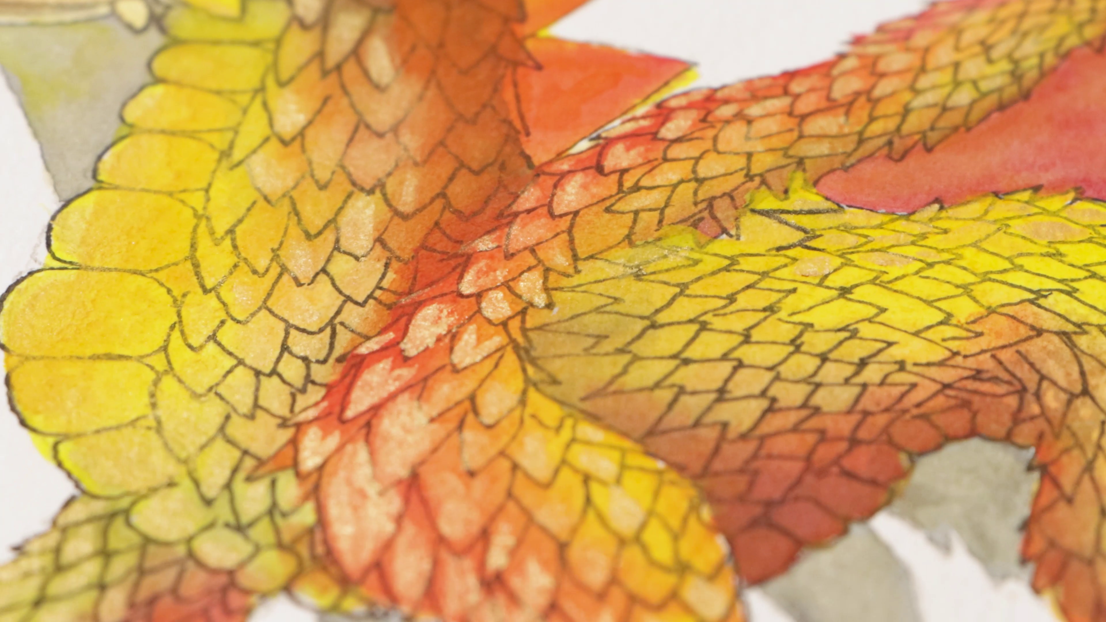 Close-up of shimmer in dragon scale painting