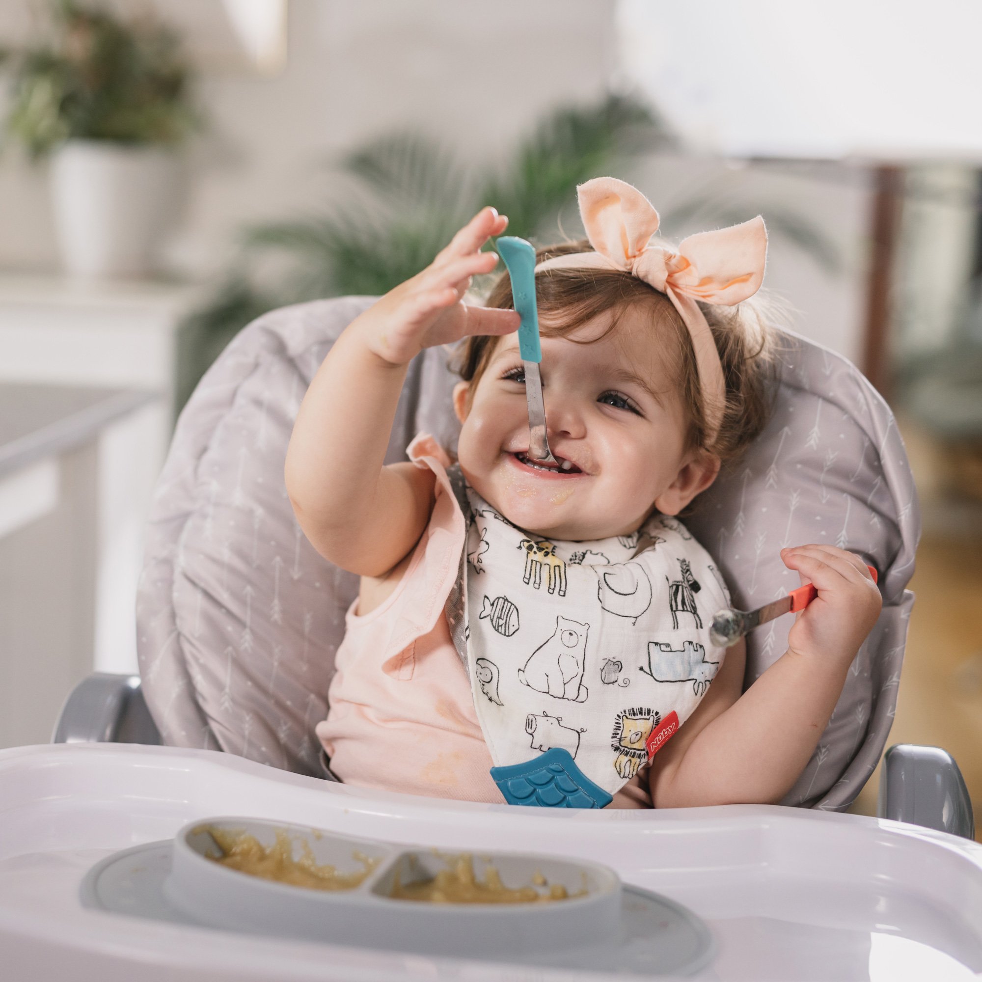 Baby eating by herself