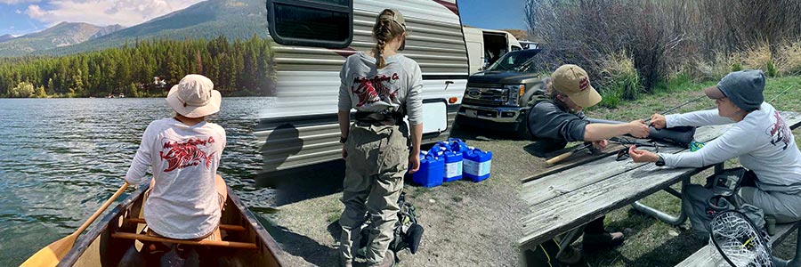 Women Wearing Montana Casting Co Angry Fish Tee