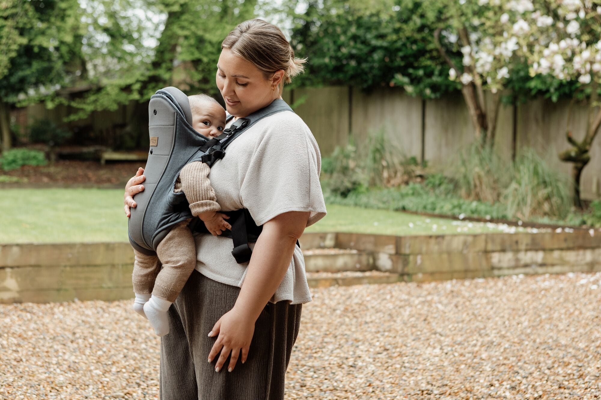 Person with baby in baby carrier