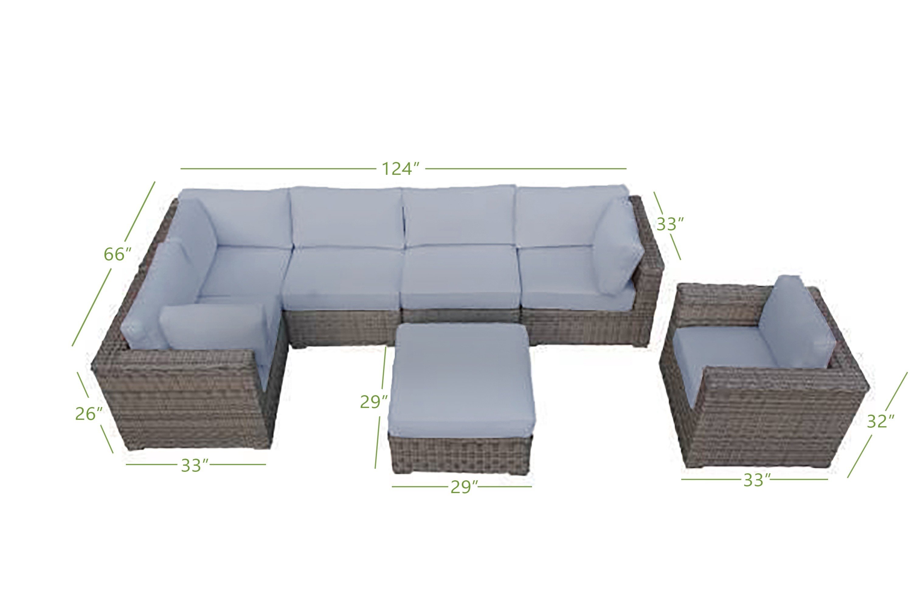8 seater sofa dimensions