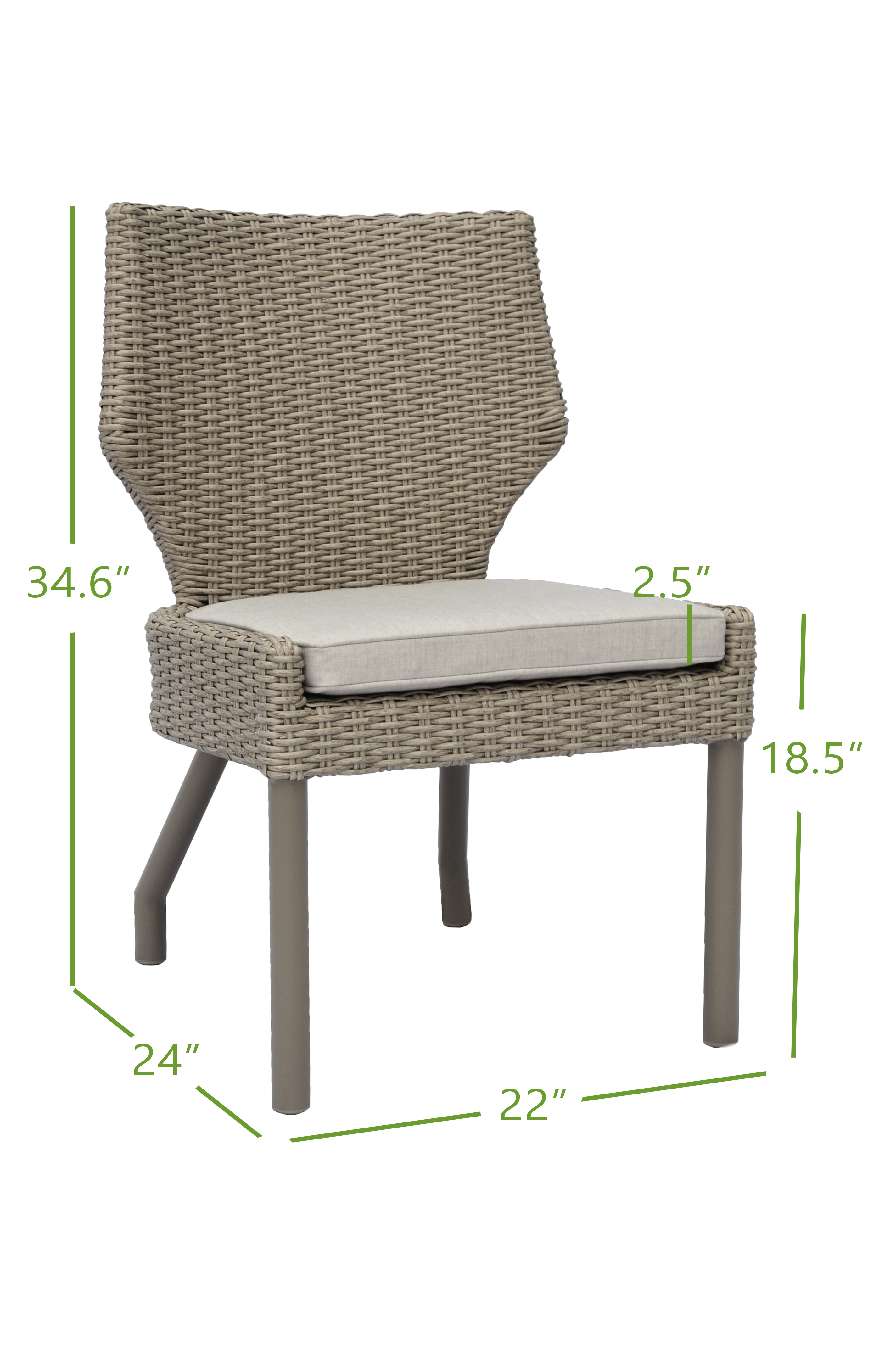 armless chair dimensions