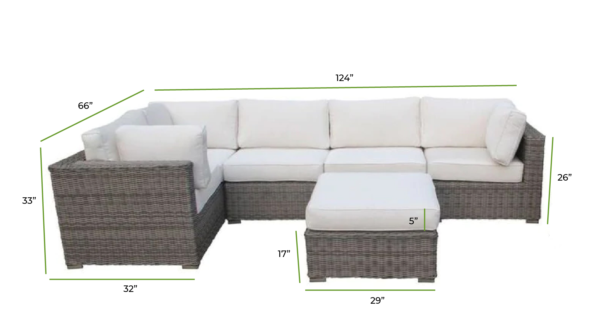 6 pc outdoor patio sofa