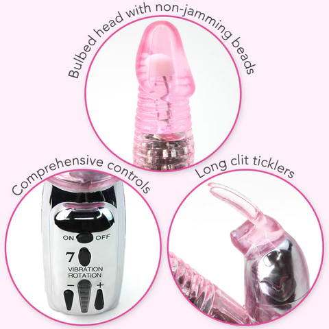 bulbed head with non-jamming beads, long clit ticklers, comprehensive controls