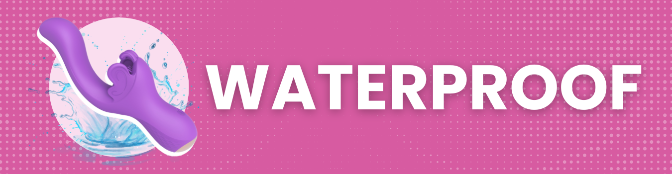 Banner for our waterproof vibrators collection. Banner reads: Waterproof. Shop our selection of waterproof vibrators today! 100% discreet shipping.