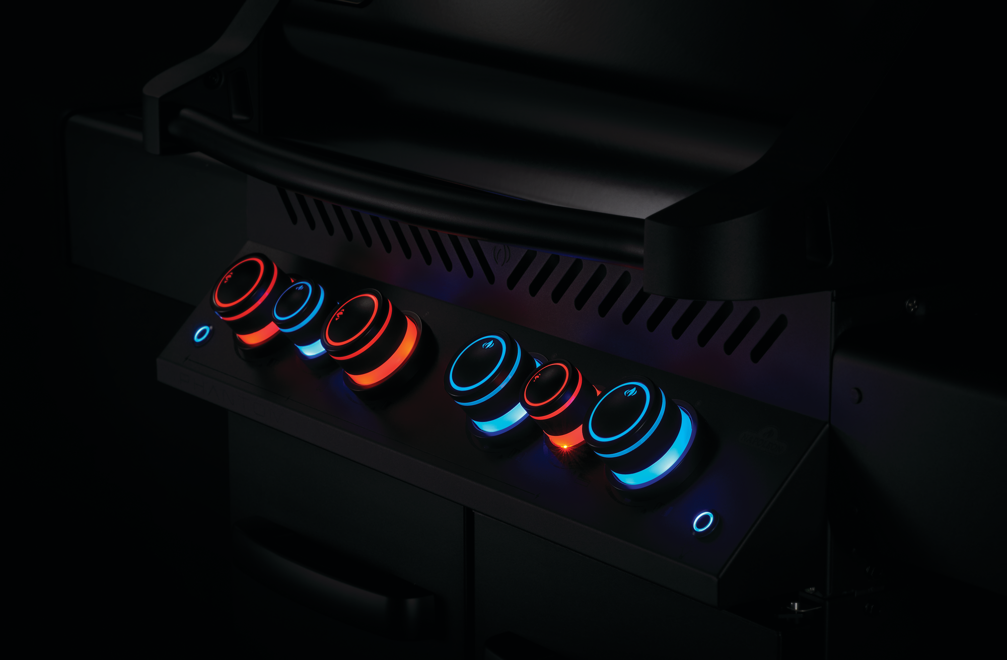 Phantom Prestige 500 BBQ with Blue and Red glowing knobs.