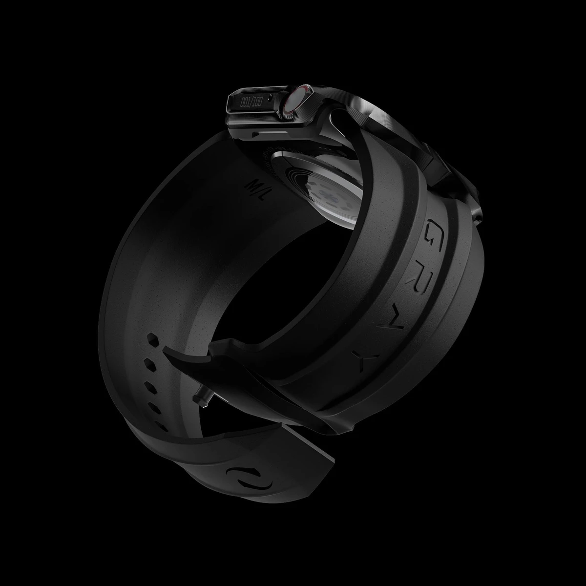cyber watch stealth, luxury designer titanium black metal apple watch case  