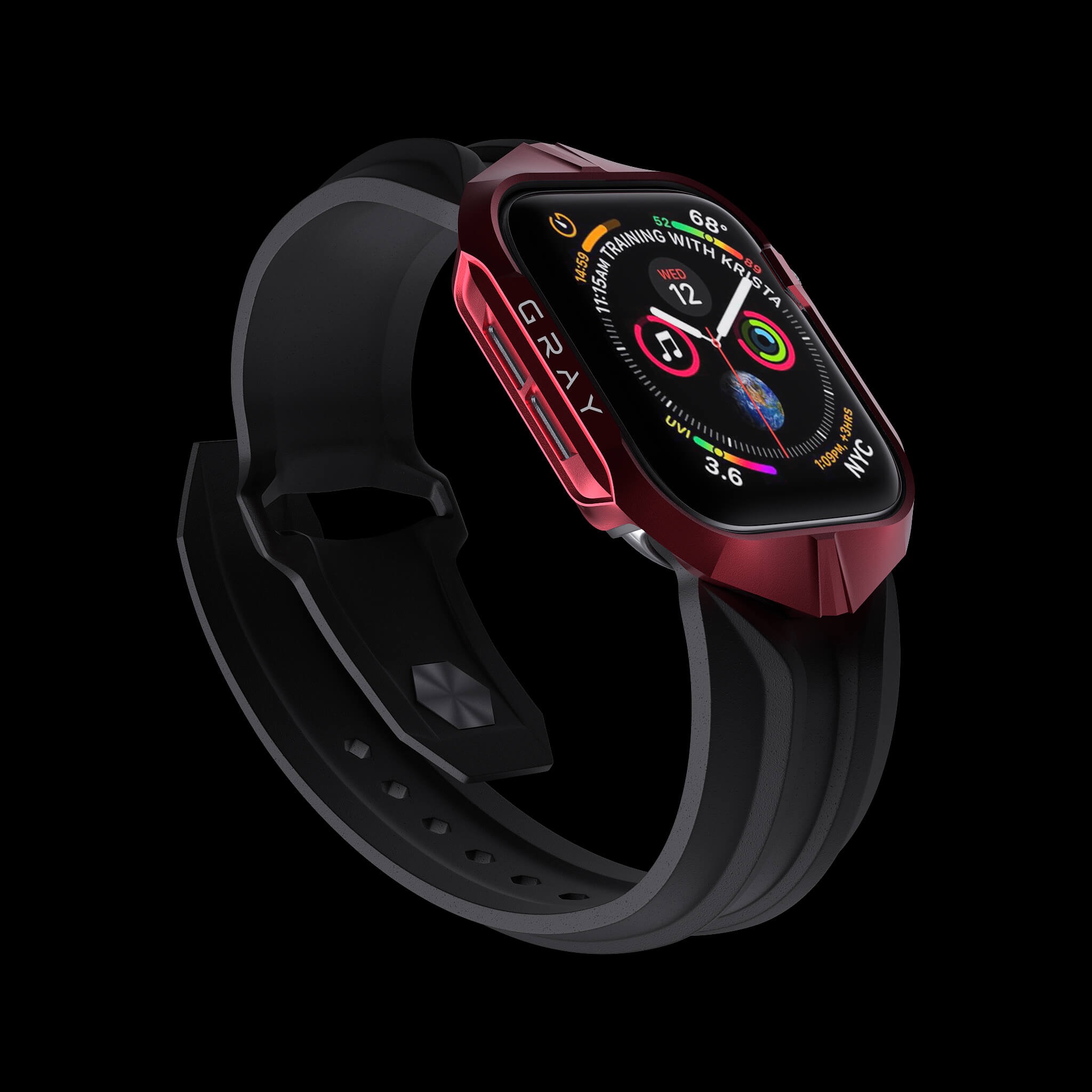 cyber watch pulsar red, luxury designer aluminium metal apple watch case