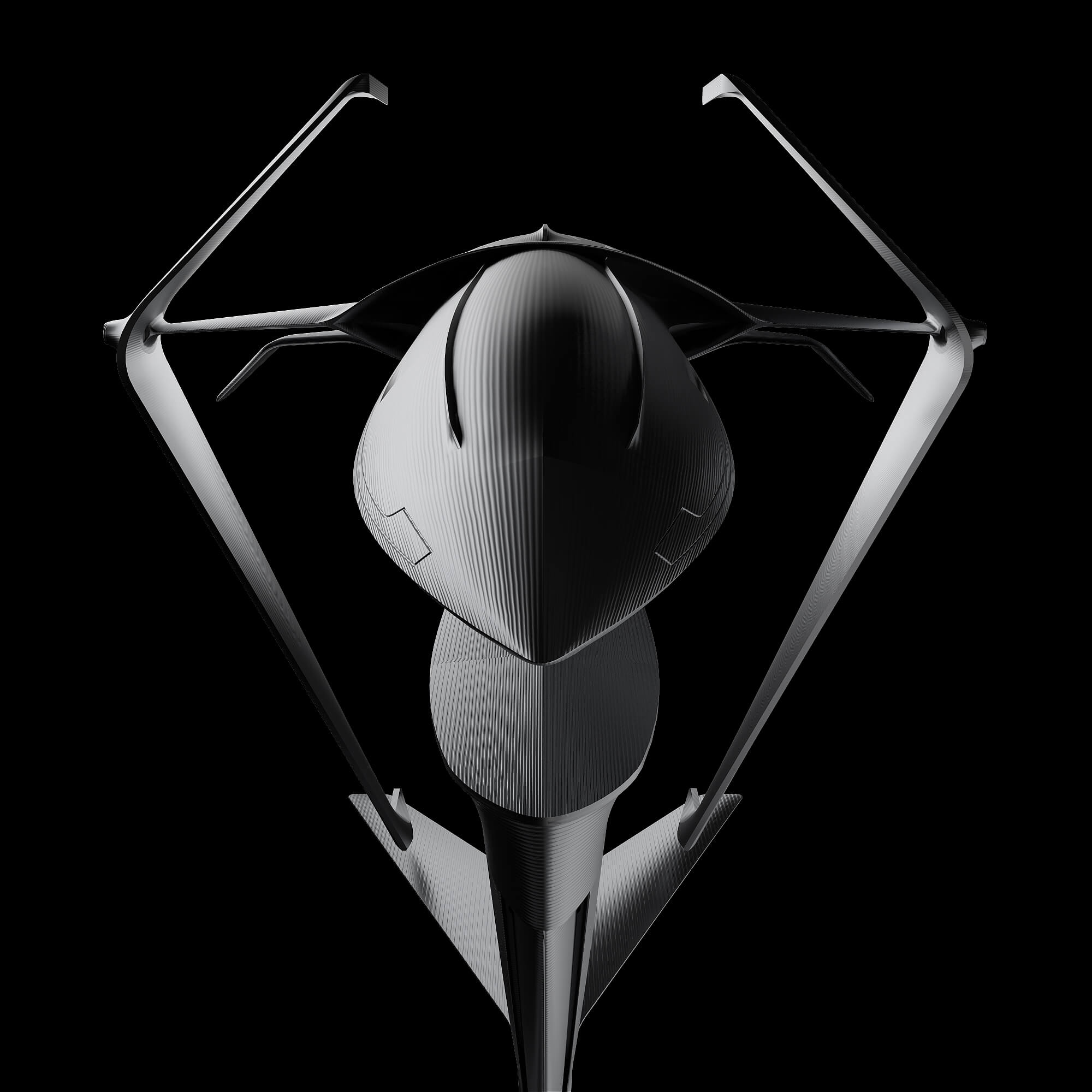 graycraft1-2 stealth black aluminium spaceship sculpture