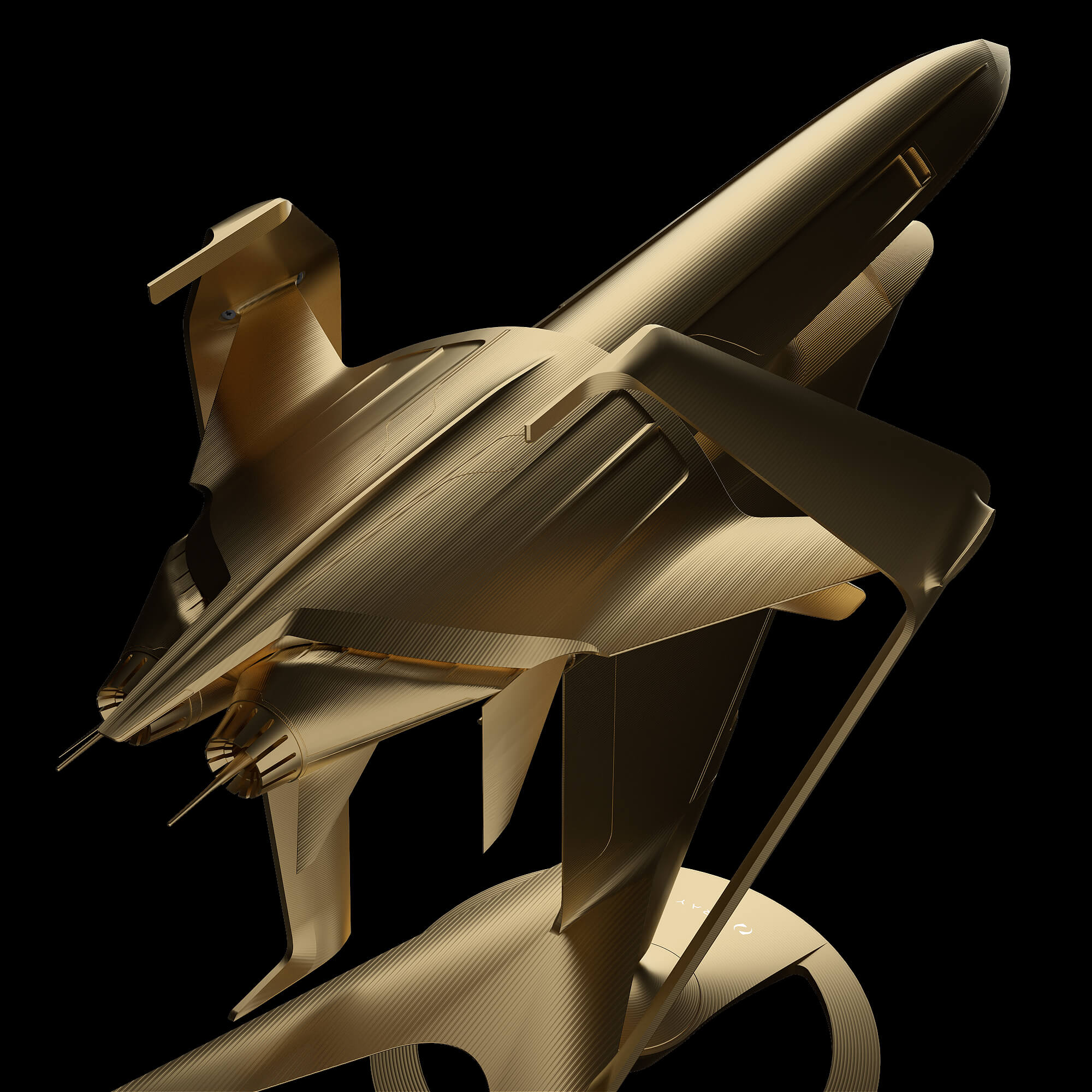 graycraft1-3 gold aluminium spaceship sculpture
