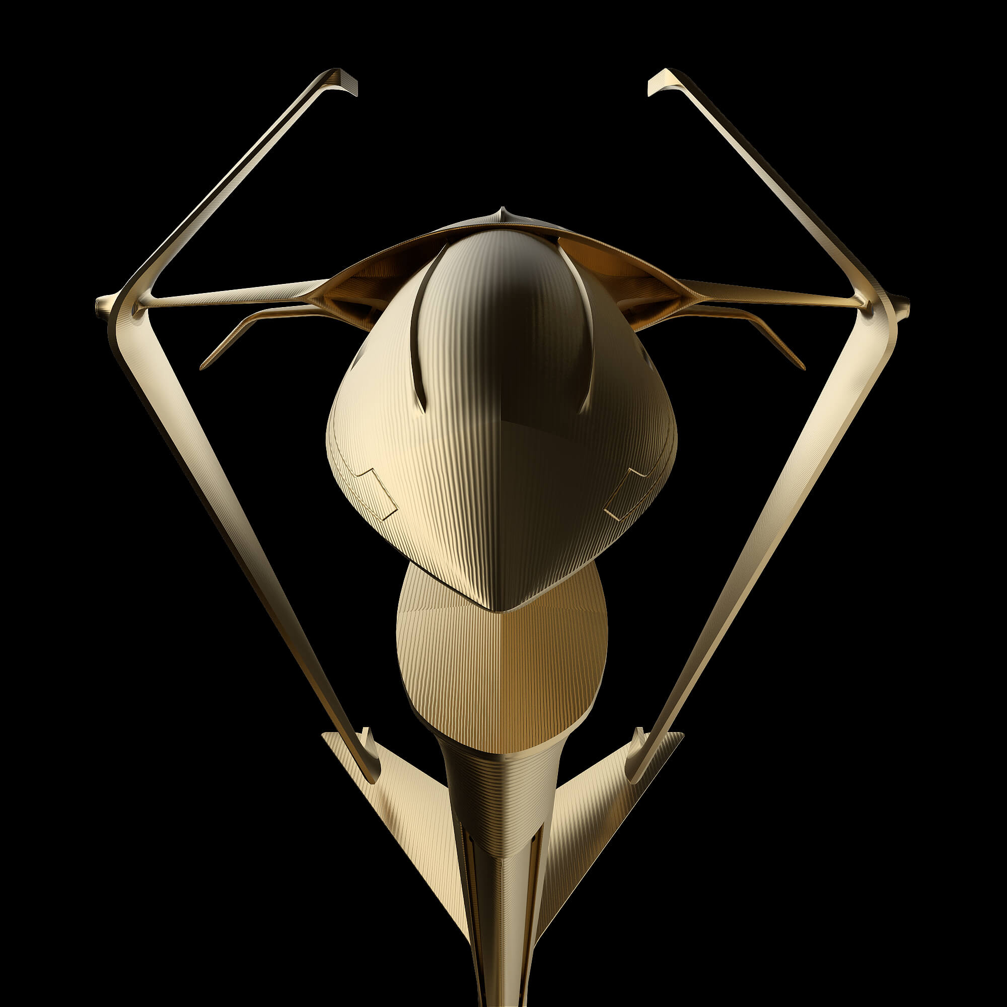 graycraft1-3 gold aluminium spaceship sculpture