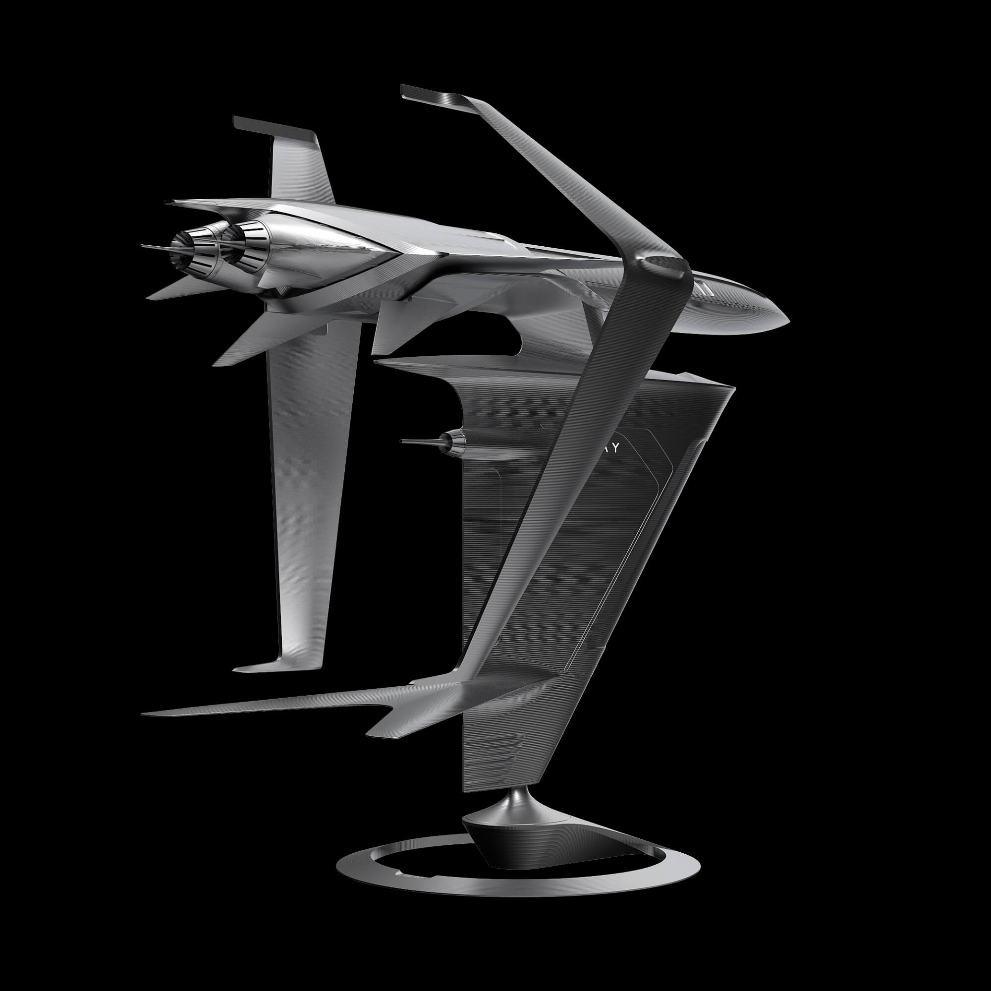 GRAYCRAFT1-1 l Space Gray Aluminum Spacecraft Sculpture