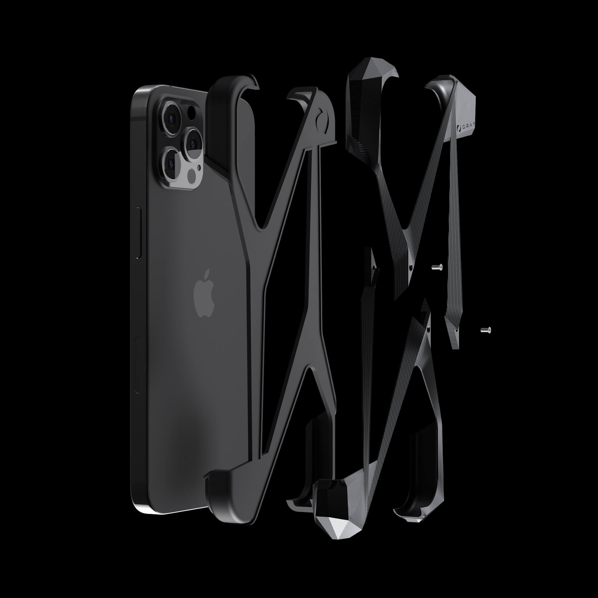 alter ego stealth black titanium metal designer iPhone 12 pro case