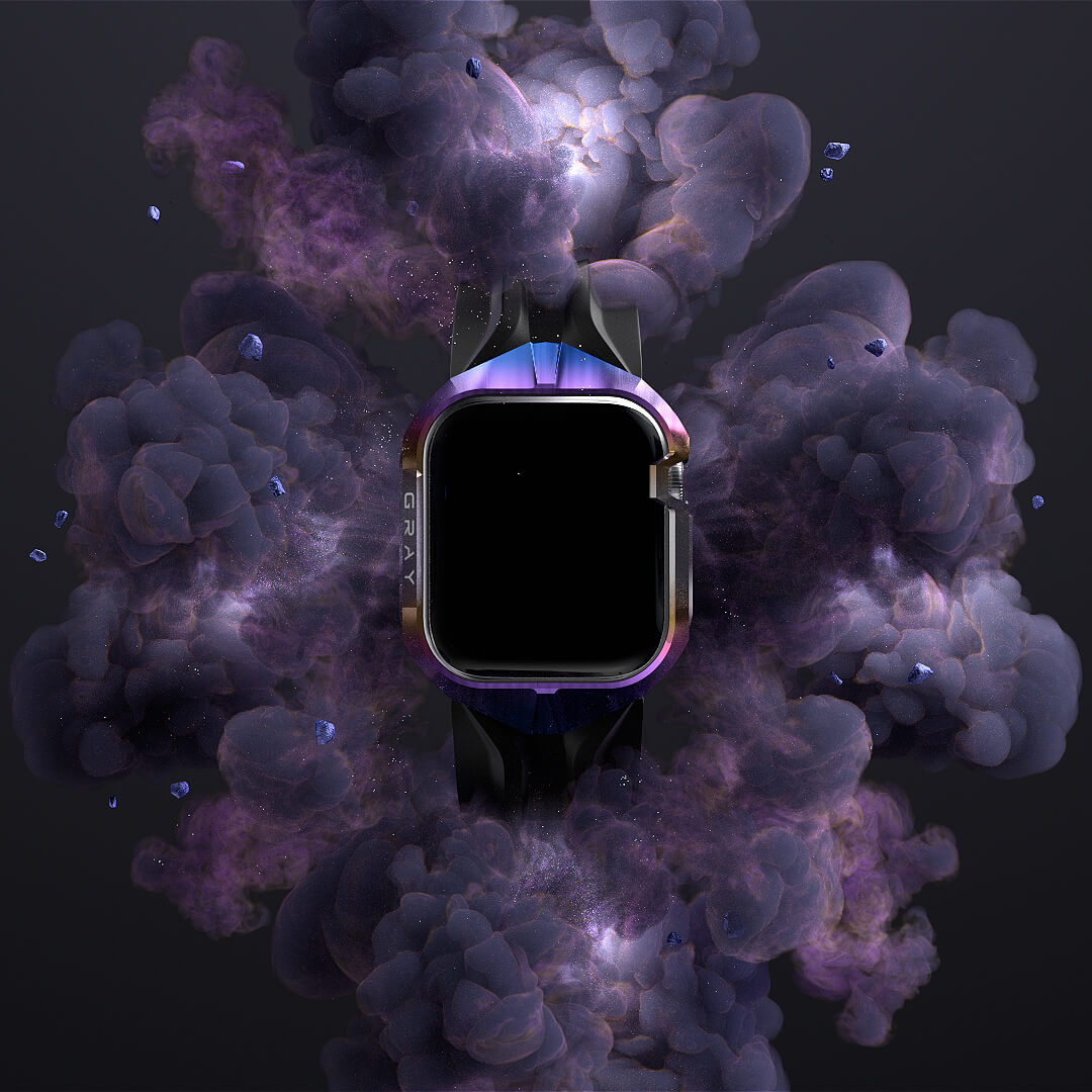 cyber watch aurora, luxury designer titanium metal apple watch case