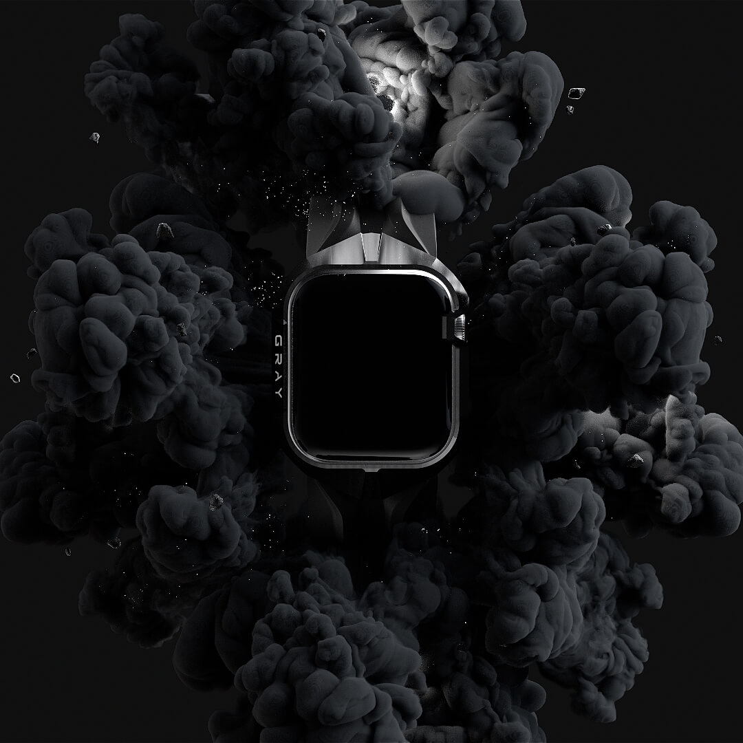cyber watch stealth, luxury designer titanium black metal apple watch case  